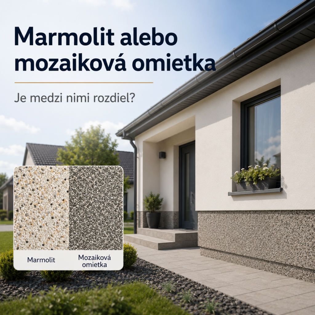 Marmolit alebo mozaiková omietka – porovnanie povrchov na sokel